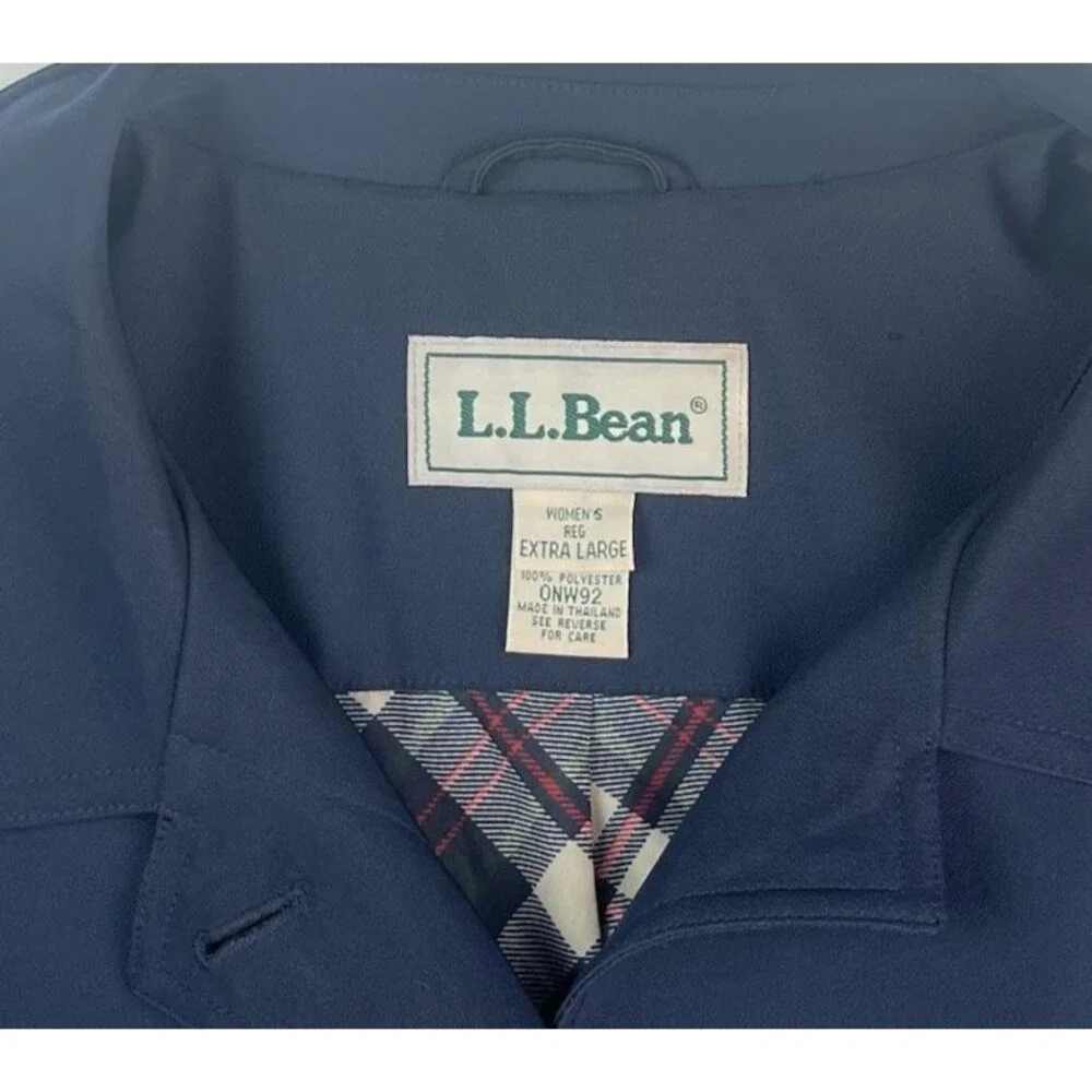 Vintage 90s LL Bean Long Trench Coat size XL Navy Nautical Fisherman Heritage